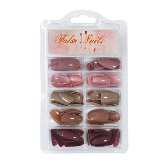 Trexee 120Pcs Medium Round Artificial Nails Extensions Combo in 5 Colors With Glue Stickers, Nail File & Wood Stick - Onli&Co